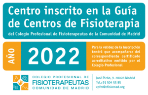 Centro inscrito en el colegio de Fisioterapia de Madrid